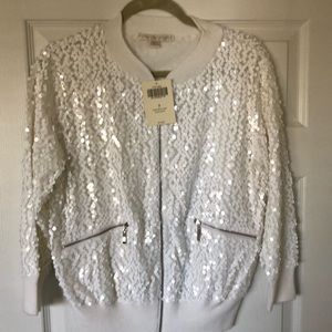 Boston Proper sequin bomber jacket. $87.00